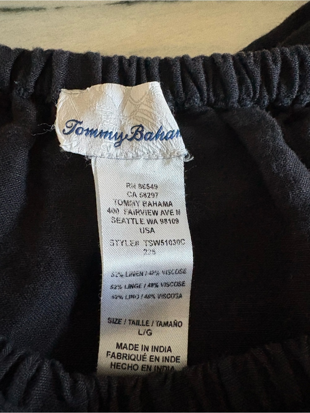 Tommy Bahama Black Women’s off shoulder dress with pockets
